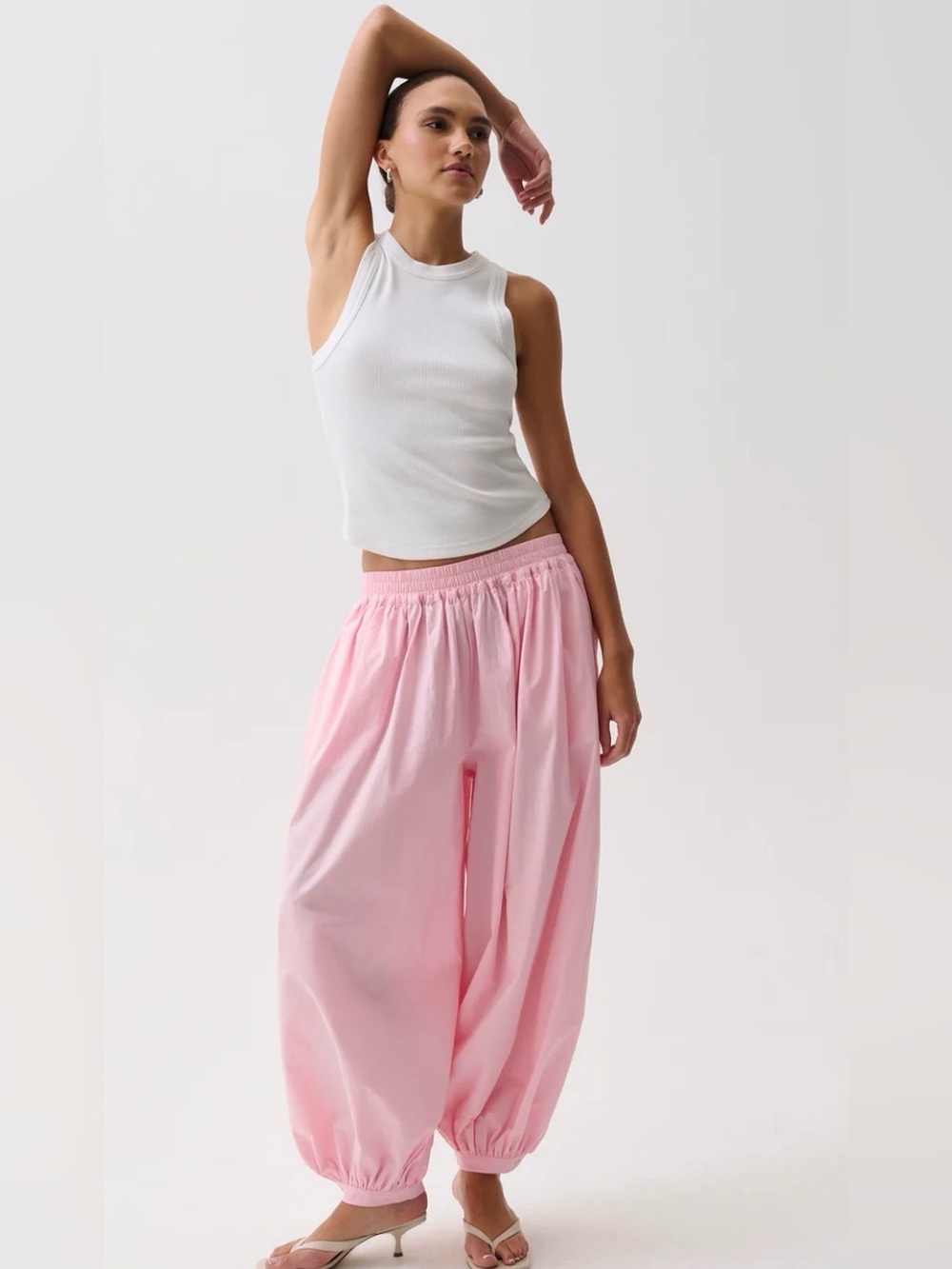 Pistola Liya Poplin Balloon Pants Rosette Pink Size Large New With Tags NWT